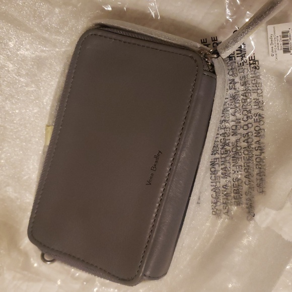 NWT Vera Bradley Storm Cloud Gray Leat Carryall RFID All In One Crossbody Wallet - Picture 4 of 6